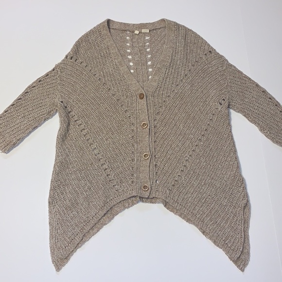 Anthropologie Moth Tan Knit High Low Cardigan - Women’s Size Small - Picture 2 of 8